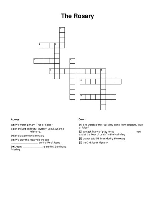 The Rosary Crossword Puzzle