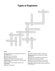 Types of Engineers Crossword Puzzle