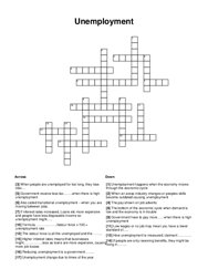 Unemployment Crossword Puzzle