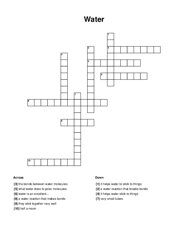 Water Crossword Puzzle
