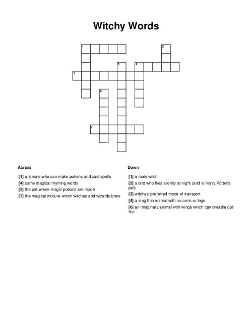 Witchy Words Crossword Puzzle