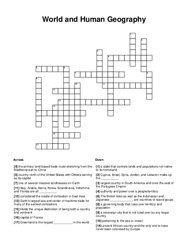 World and Human Geography Crossword Puzzle