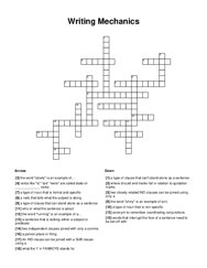 Writing Mechanics Crossword Puzzle
