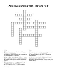 Adjectives Ending with -ing and -ed Crossword Puzzle