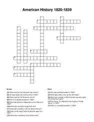 American History 1820-1839 Crossword Puzzle