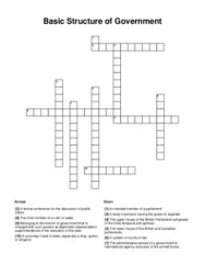 Basic Structure of Government Crossword Puzzle