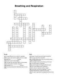 Breathing and Respiration Crossword Puzzle