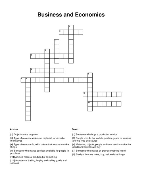 Business and Economics Crossword Puzzle
