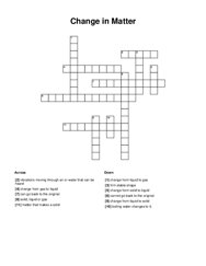 Change in Matter Crossword Puzzle