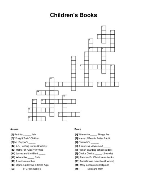 Children's Books Crossword Puzzle