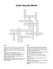 Cyber Security Month Crossword Puzzle