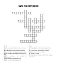 Data Transmission Crossword Puzzle
