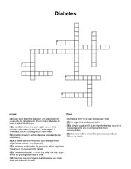 Diabetes Crossword Puzzle