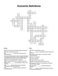 Economic Definitions Crossword Puzzle