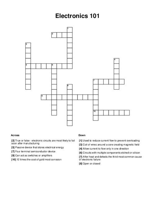 Electronics 101 Crossword Puzzle