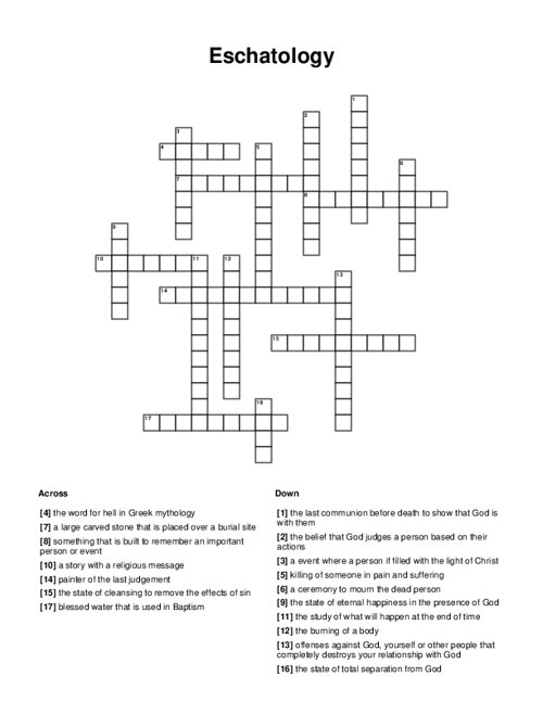 Eschatology Crossword Puzzle