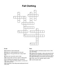Fall Clothing Crossword Puzzle