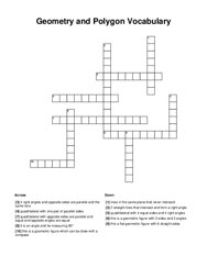 Geometry and Polygon Vocabulary Crossword Puzzle