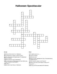 Halloween Spooktacular Crossword Puzzle