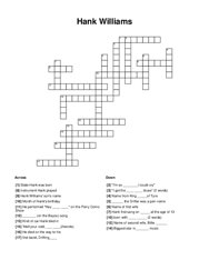 Hank Williams Crossword Puzzle