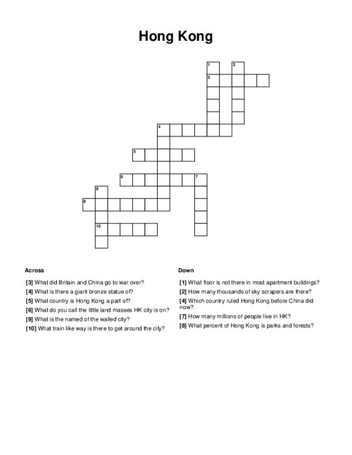 Hong Kong Crossword Puzzle
