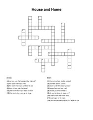 House and Home Crossword Puzzle