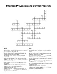 Infection Prevention and Control Program Crossword Puzzle