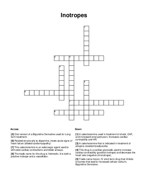 Inotropes Crossword Puzzle