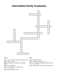 Intermediate Family Vocabulary Word Scramble Puzzle