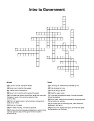 Intro to Government Crossword Puzzle