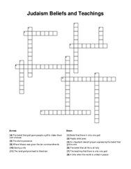 Judaism Beliefs and Teachings Crossword Puzzle