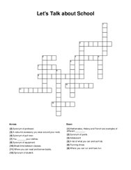 Lets Talk about School Crossword Puzzle
