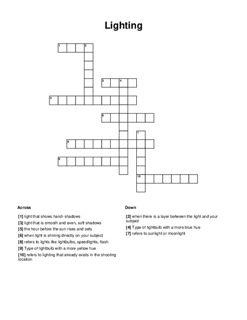 Lighting Crossword