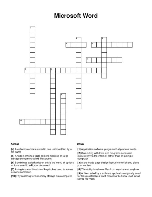 Microsoft Word Crossword Puzzle