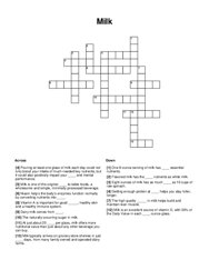 Milk Crossword Puzzle