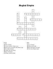 Mughal Empire Crossword Puzzle