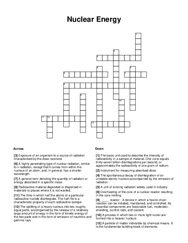Nuclear Energy Crossword Puzzle