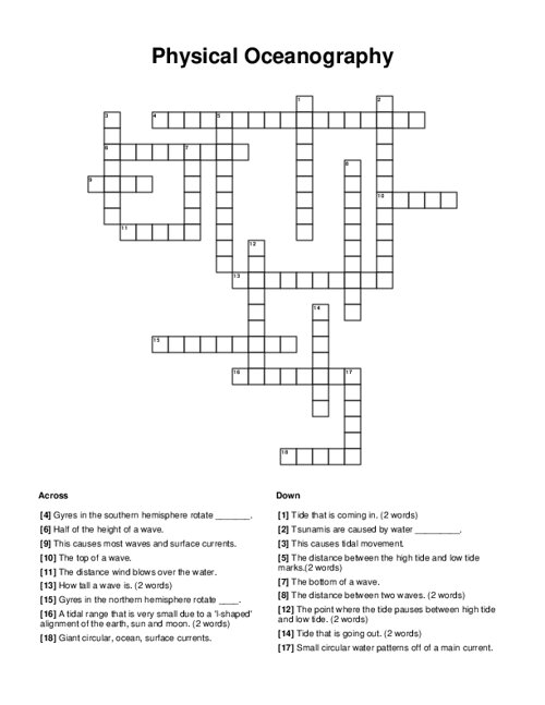 Physical Oceanography Crossword Puzzle