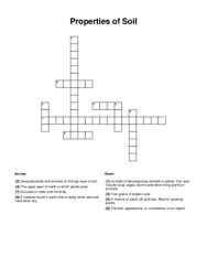 Properties of Soil Crossword Puzzle