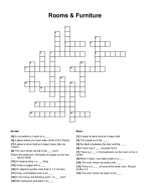 Rooms & Furniture Crossword Puzzle