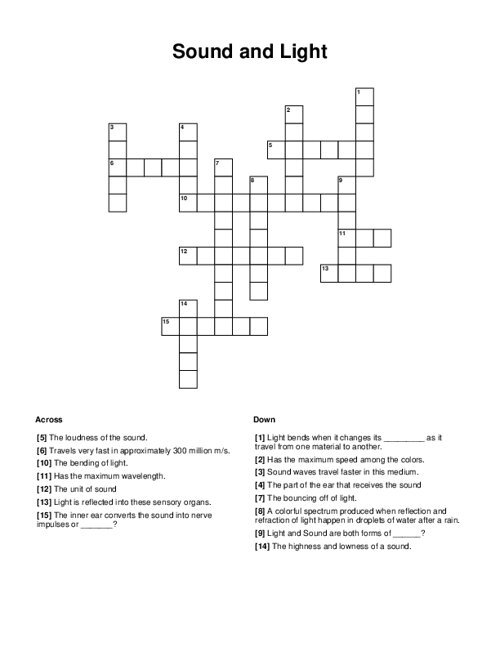 Sound And Light Crossword Puzzle