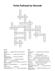 Verbs Followed by Gerunds Crossword Puzzle