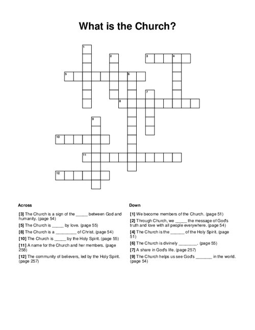 What is the Church? Crossword Puzzle
