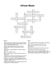African Music Crossword Puzzle