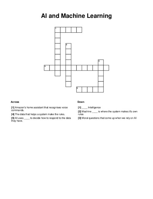 AI and Machine Learning Crossword Puzzle