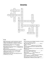 Anemia Crossword Puzzle