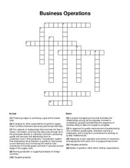 Business Operations Crossword Puzzle