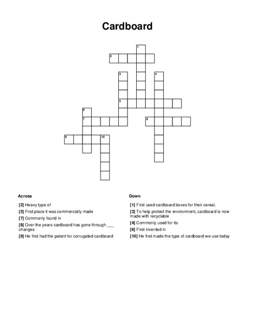 Cardboard Crossword Puzzle
