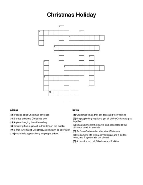 Christmas Holiday Crossword Puzzle