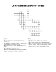 Controversial Science of Today Crossword Puzzle